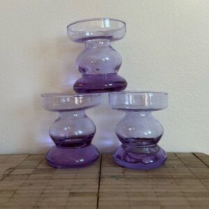 Purple Glass Candle Holders